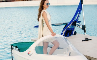 Hoa hậu Ngọc Diễm sành điệu trên du thuyền Thái Lan