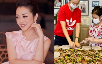 Hoa hậu Jennifer Phạm và con gái làm cơm cho lực lượng tuyến đầu chống dịch