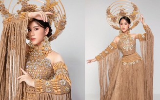 Bella Vũ diện váy làm từ sợi đay đi thi 'Miss Eco Teen International'