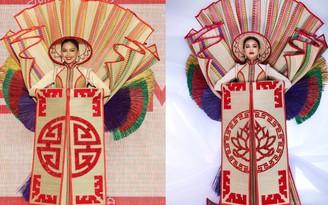 Ngọc Châu sửa gấp trang phục dân tộc trước khi thi Hoa hậu Hoàn vũ