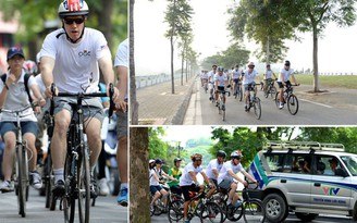 Đại sứ Mỹ đạp xe Hà Nội - Huế, kêu gọi đóng góp khẩu hiệu chuyến đi