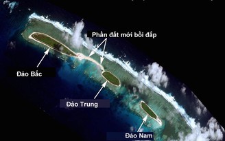 Trung Quốc bồi đắp đất nối đảo Bắc và đảo Giữa ở Hoàng Sa