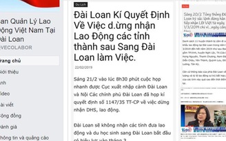 Thông tin Đài Loan tạm dừng tiếp nhận lao động Việt Nam là 'tin vịt'