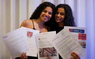 Chị em sinh đôi nhận được thư mời nhập học từ 5 trường Ivy League