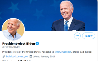 Ông Biden tiếp nhận tài khoản twitter tổng thống Mỹ