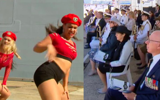 Dân Úc choáng trước cảnh vũ công ngoáy mông tại lễ vận hành tàu hải quân