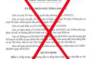Văn bản 'chấp thuận chủ trương đầu tư KCN Thuận Thành Phát Land - Long An' là giả