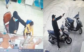 Cận cảnh nghi phạm áo đen cầm súng cướp ngân hàng Agribank ở Đồng Nai