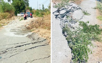 Sụt lún nghiêm trọng đê bao ngoài vùng đệm U Minh Thượng