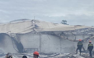 Bình Định: Nhà xưởng một công ty may bốc cháy gần 8 giờ đồng hồ