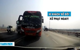 Phẫn nộ xe khách ‘bố đời’ vượt ẩu, chạy ngược chiều trên cầu ở Hà Nội