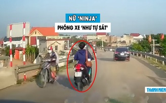 Kinh hoàng ‘ninja’ phóng xe máy ngược chiều như ‘tự tử’, đâm ngã xe khác trên cầu