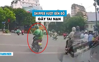 Phẫn nộ ‘shipper’ chạy ẩu, vượt đèn đỏ gây tai nạn trên phố