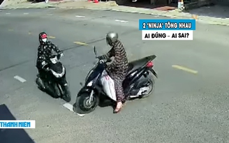 2 ‘ninja xe máy’ tông nhau ngã sõng soài: Ai đúng, ai sai?