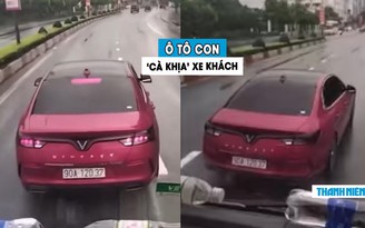 Phẫn nộ tài xế lái ô tô đánh võng trước đầu xe khách
