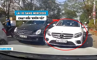 Phẫn nộ tài xế lái xe sang Mercedes chạy kiểu ‘khôn lỏi’, giành đường ô tô khác