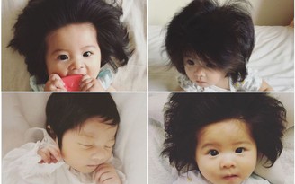 Bé gái 7 tháng tuổi nổi tiếng nhờ mái tóc hiếm thấy