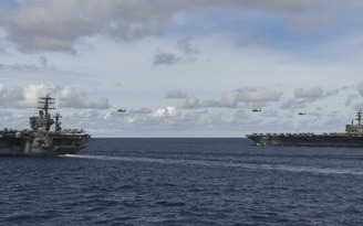 Hai nhóm tác chiến tàu sân bay Mỹ tiếp tục tập trận ở Biển Đông
