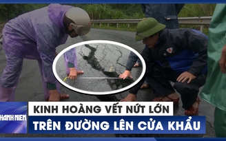 Cận cảnh vết nứt lớn trên con đường lên Cửa khẩu quốc tế La Lay Cận cảnh vết nứt lớn trên con đường lên Cửa khẩu quốc tế La Lay