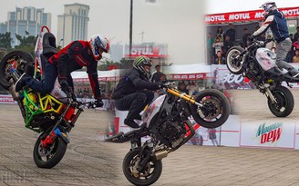 Stunter quốc tế trình diễn mô tô mạo hiểm 'khuấy động' Hà Nội