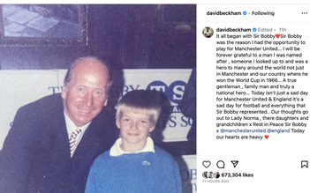 David Beckham tri ân Sir Bobby Charlton: ‘Một ngày buồn cho bóng đá’