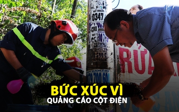 Chủ tịch huyện Hóc Môn xuống đường bóc gỡ quảng cáo ‘ngân hàng cột điện’