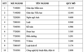 Các ngành đào tạo giáo viên dẫn đầu quy mô liên thông