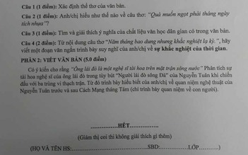 Một đề văn kiểm tra học kỳ gây tranh cãi