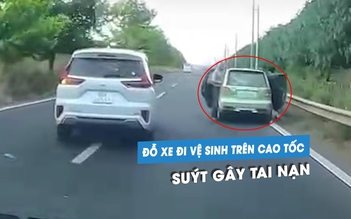 Phẫn nộ tài xế dừng ô tô… đi vệ sinh trên cao tốc, suýt gây tai nạn