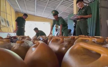 Bộ đội biên phòng Quảng Ngãi bắt giữ hơn 1.000 lít dầu D.O không rõ nguồn