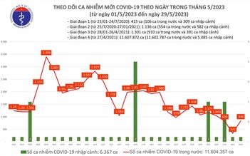 Ngày 29.5 ghi nhận thêm 846 ca mắc Covid-19