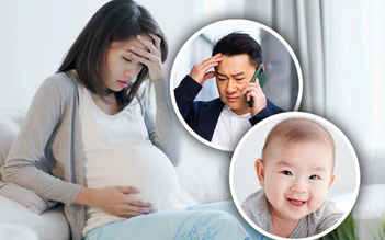 Chồng trẻ nghe y tá hướng dẫn qua điện thoại để giúp vợ sinh con tại nhà