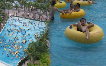 Nắng nóng gay gắt, người dân Hà Nội đổ ra công viên nước giải nhiệt