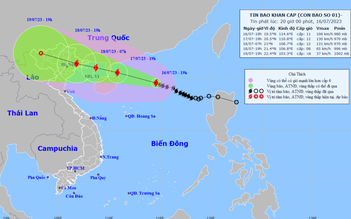 Bão số 1 mạnh lên 2 cấp, tiếp tục hướng vào miền Bắc