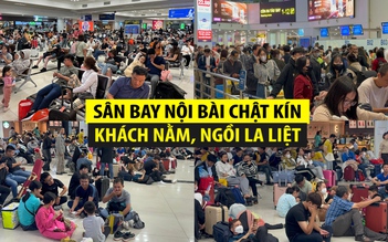 Sân bay Nội Bài chật kín ngày nghỉ tết cuối cùng, khách nằm la liệt chờ bay