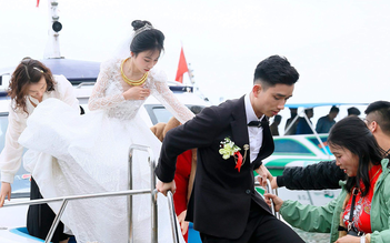 Từ Nhật Bản về Việt Nam rước dâu bằng tàu cao tốc, cặp đôi nhận nhiều lời chúc dễ thương