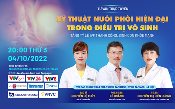 Tư vấn trực tuyến: 'Kỹ thuật nuôi phôi hiện đại trong điều trị vô sinh'