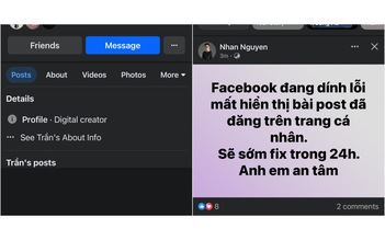 Facebook gặp lỗi hiển thị trên tài khoản