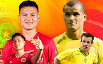 Quang Hải cùng CLB CAHN đọ giày cùng các nhà vô địch World Cup Dunga, Rivaldo tại Hàng Đẫy