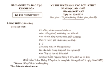 Gợi ý giải đề thi môn ngữ văn tuyển sinh lớp 10 tỉnh Khánh Hòa