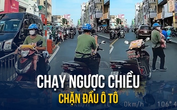 TP.HCM: CSGT vào cuộc vụ xe máy chạy ngược chiều, chặn đầu ô tô