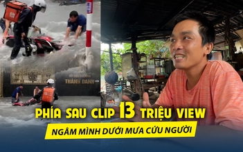 Thót tim phút ứng cứu người và xe ở đoạn đường nước cuồn cuộn sau mưa