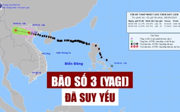 Bão số 3 (Yagi) đã suy yếu thành áp thấp nhiệt đới