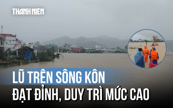 Lũ trên sông Kôn đạt đỉnh trong đêm, nhiều nơi duy trì trên báo động 3