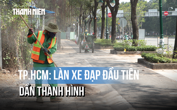 Làn xe đạp đầu tiên tại TP.HCM dần thành hình trên đường Mai Chí Thọ