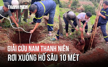Nghẹt thở giải cứu nam thanh niên rơi xuống hố sâu 10 mét khi đi làm rẫy