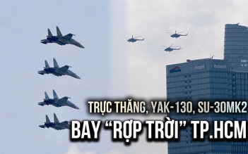 Phấn khích cảnh trực thăng, Yak-130, Su-30MK2 bay ‘rợp trời’ TP.HCM