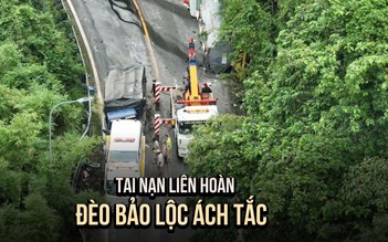 Xe bồn, cứu thương và hai ô tô tải va chạm liên hoàn trên đèo Bảo Lộc