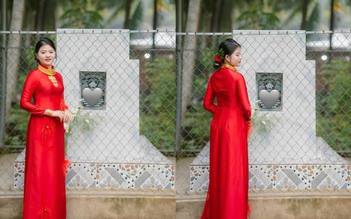 Cô dâu xúc động chụp ảnh bên mộ cha: Mong cha chứng kiến khoảnh khắc trọng đại