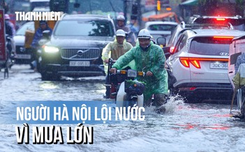 Mưa lớn tại Hà Nội, nhiều tuyến đường ngập sâu